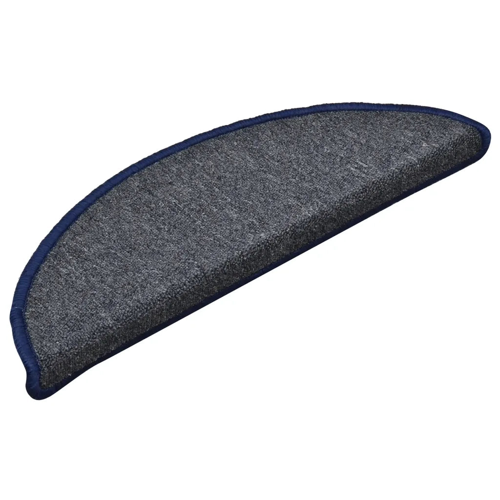 Tappetini per scale 15 pz 56x17x3 cm Grigio scuro e blu semicircolari 322364