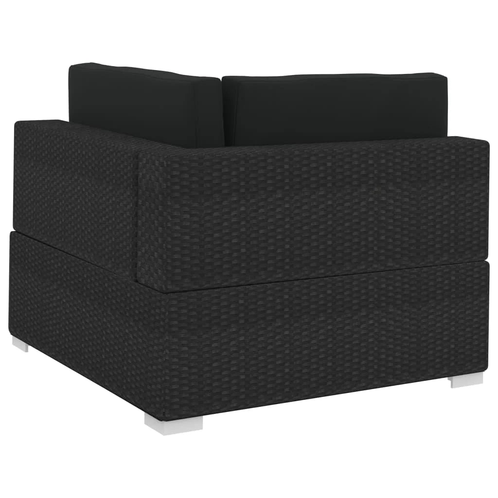 Set di divani da giardino 3 pezzi con cuscini in resina intrecciata nera 02_0013318