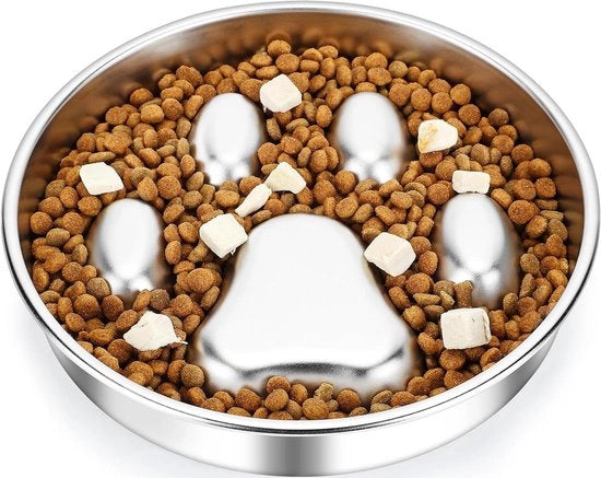 Diluente alimentare lento per cani - Ciotola per cani e cuccioli in acciaio inossidabile (21 cm di diametro)