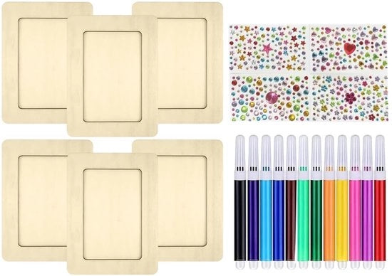 Set di supporti per foto in legno 19x14 cm - Attività di creatività - Passeggino aquarello - Sticker diamantati - Attività di hobby - Set di arte personalizzata - Set di attività di creatività