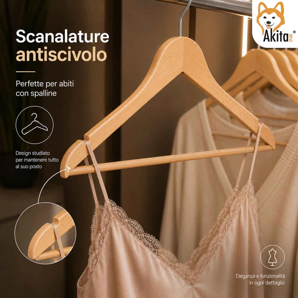 Akitaink 24 Grucce Legno Barra Antiscivolo 360