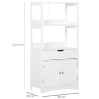 Mobiletto da Bagno con Mensole 2 Ante 1 Cassetto 60x33x122,5 cm in Legno Bianco