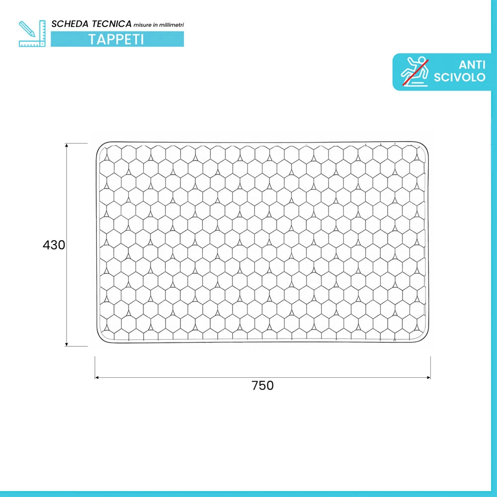 Tappeto bagno antiscivolo bianco 75x43 cm Maia