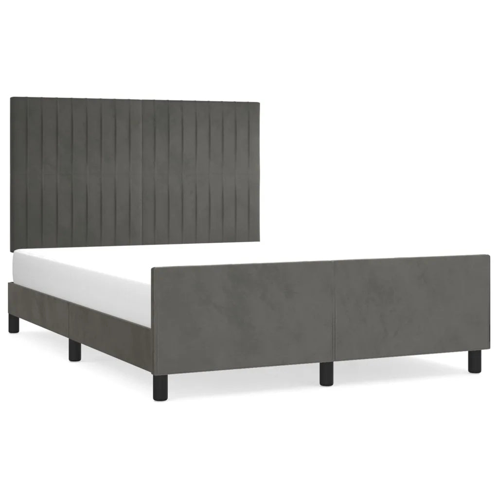 Giroletto senza Materasso Grigio Scuro 140x200 cm Velluto