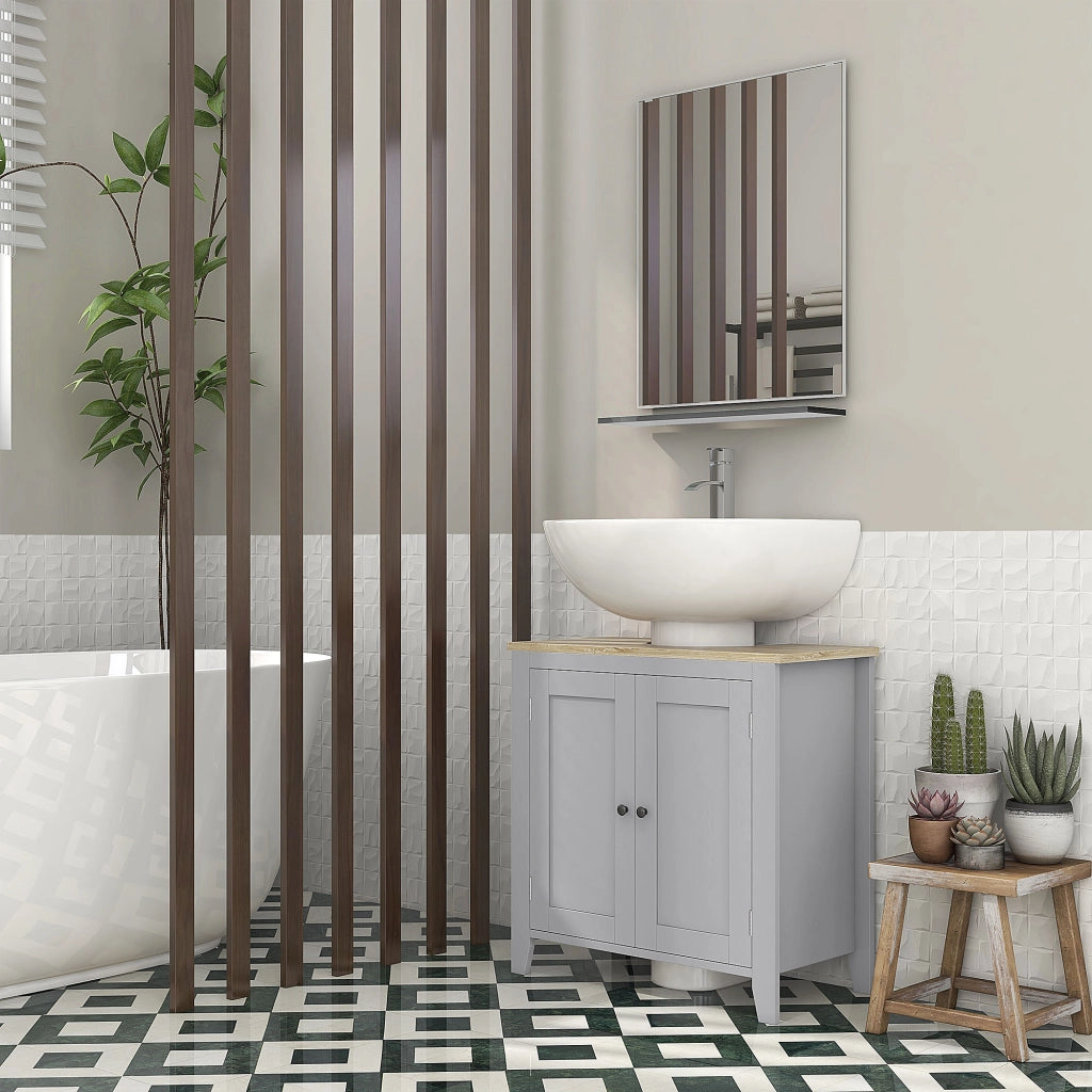 Mobile Sottolavabo con 2 Ante e Ripiano Regolabile ¨C Minimal ¨C 60x30x60 cm Grigio