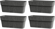 Set di vasi per piante con vaschetta di autoirrigazione, 4 pezzi, 100% plastica riciclata, 30 x 13 x 12 cm, colore antracite
