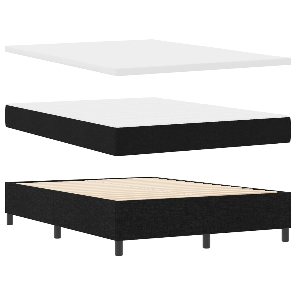 Letto con Box Spring e Materasso & LED Nero 140x200 cm Tessuto