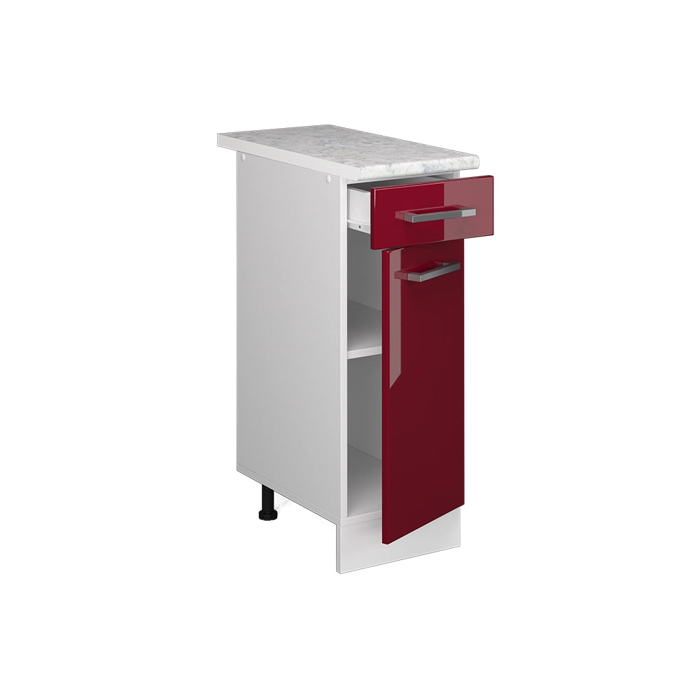 Mobiletto base per cucina R-Line Rosso lucido/Bianco 30 cm, PL Marmo Vicco