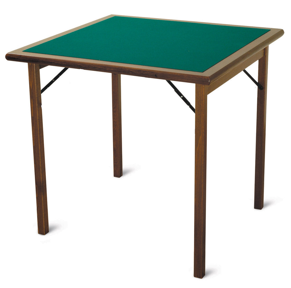 Tavolo da Gioco Quadrato Pieghevole 80x80 cm in Legno Panno Verde Del Fabbro Torneo