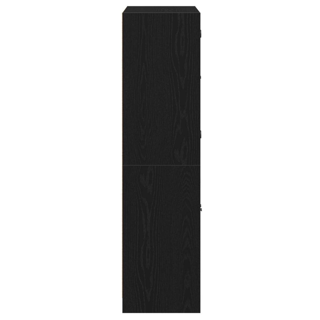 Highboard con Ante Rovere Nero 68x37x142 cm Legno ingegnerizzato
