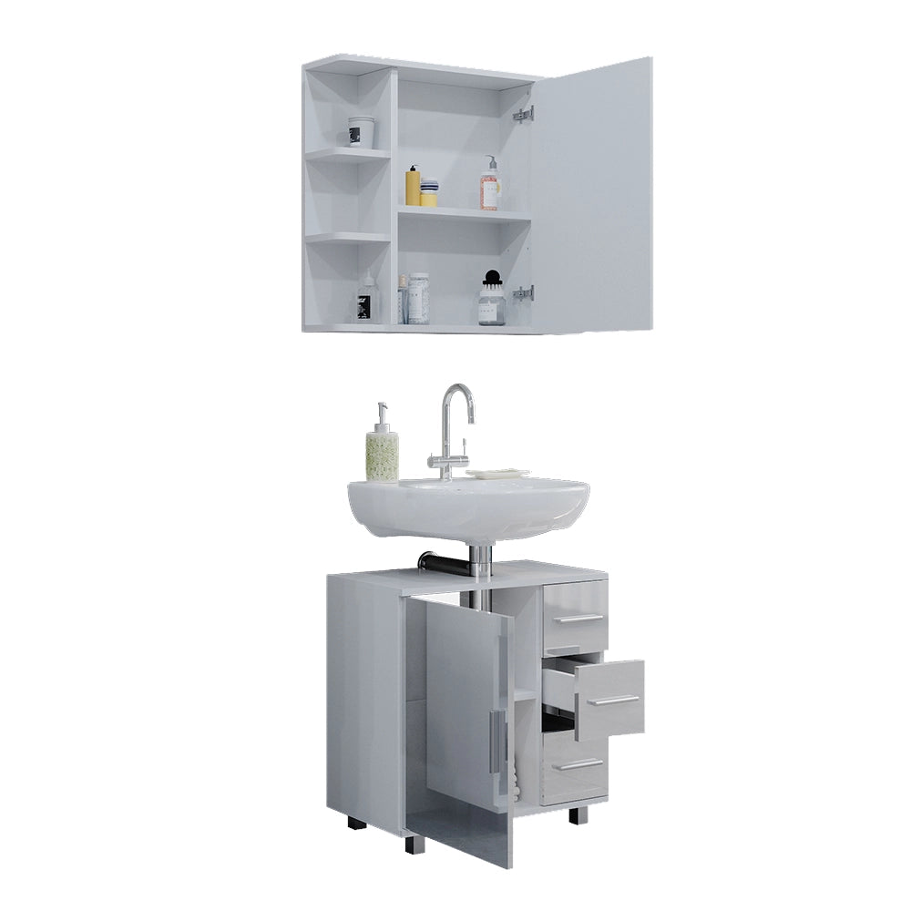 Vicco Set mobili bagno Bianco lucido 2 parti