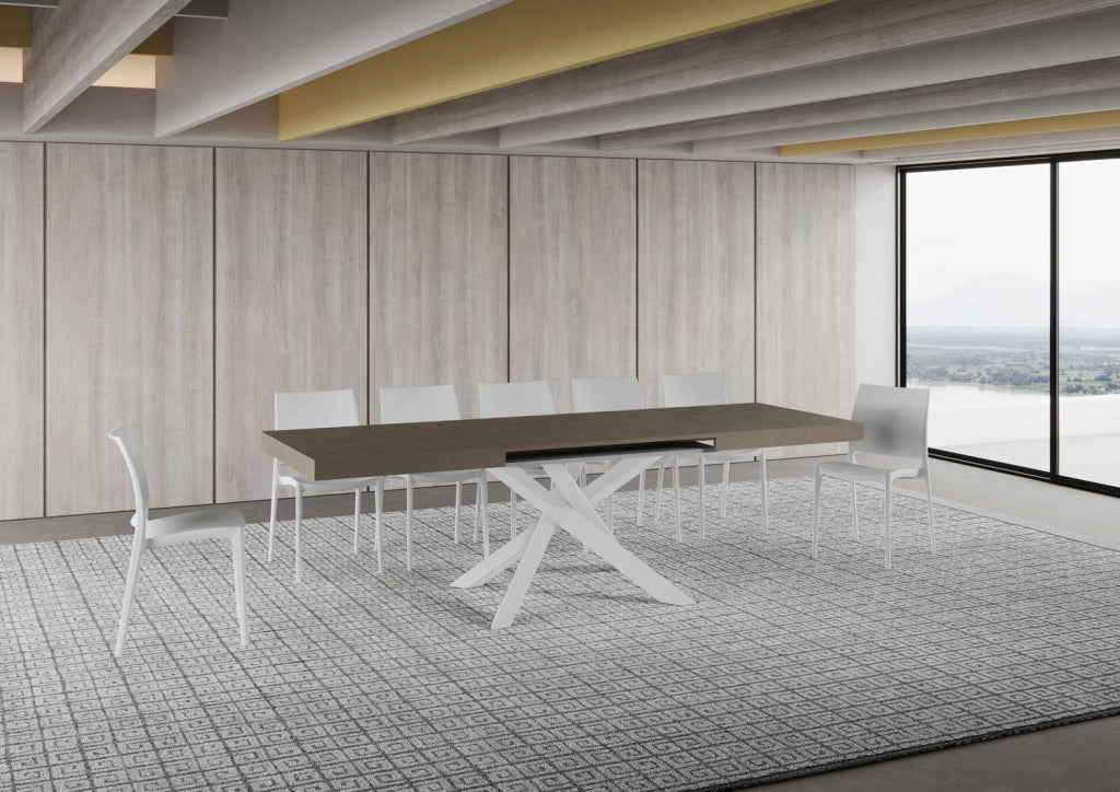 Tavolo Allungabile 160-420x90x77 cm Volantis Tortora Telaio Bianco