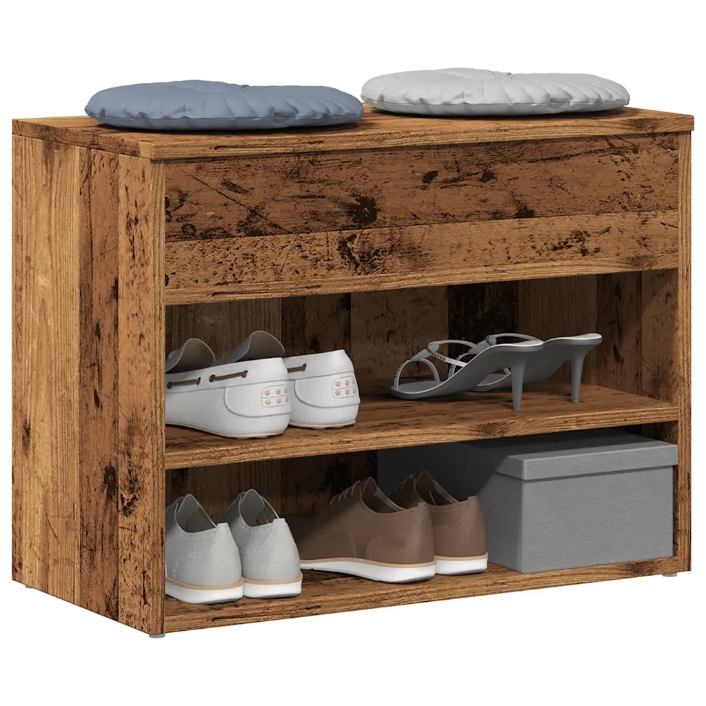Scarpiera Legno Antico 60x30x45 cm in Legno Multistrato 856754