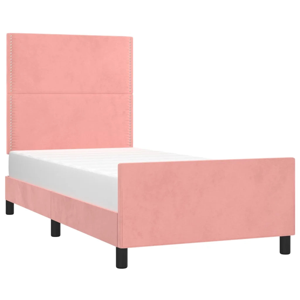 Giroletto con Testiera-Struttura Letto con testiera Rosa 100x200 cm in Velluto 418284
