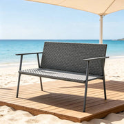 Panchina da giardino 2 posti in resina intrecciata e acciaio zincato; grigio; 110 cm