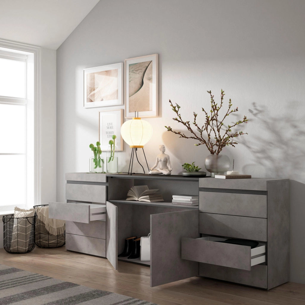 Cassettiera, 214x35x75cm, Camera da letto, Con Stoccaggio, grigio cemento RF3431