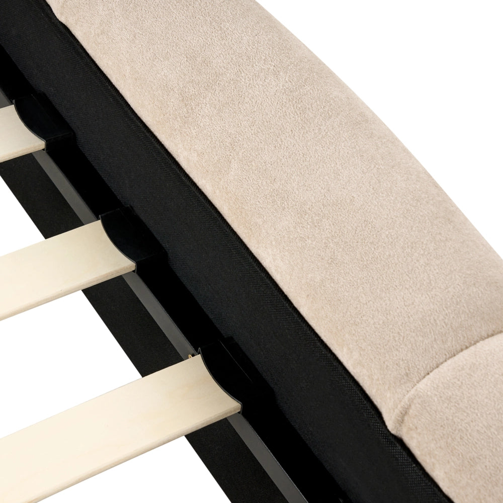 Letto minimalista in tessuto con testiera imbottita tortora 160 x 200 cm stile scandinavo