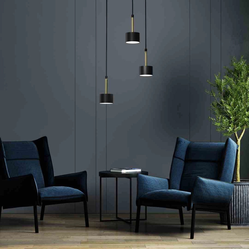 Lampadario a sospensione Milagro Arena 3 luci nero ottone