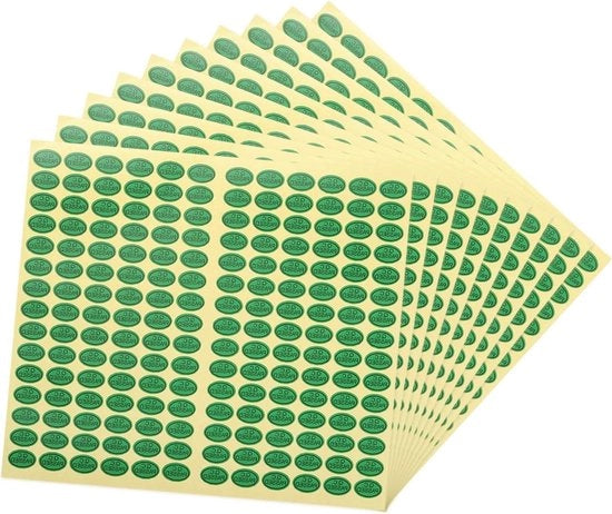 Etichette ovale 9 x 13 mm verde per controllo qualità e confezionamento da 10