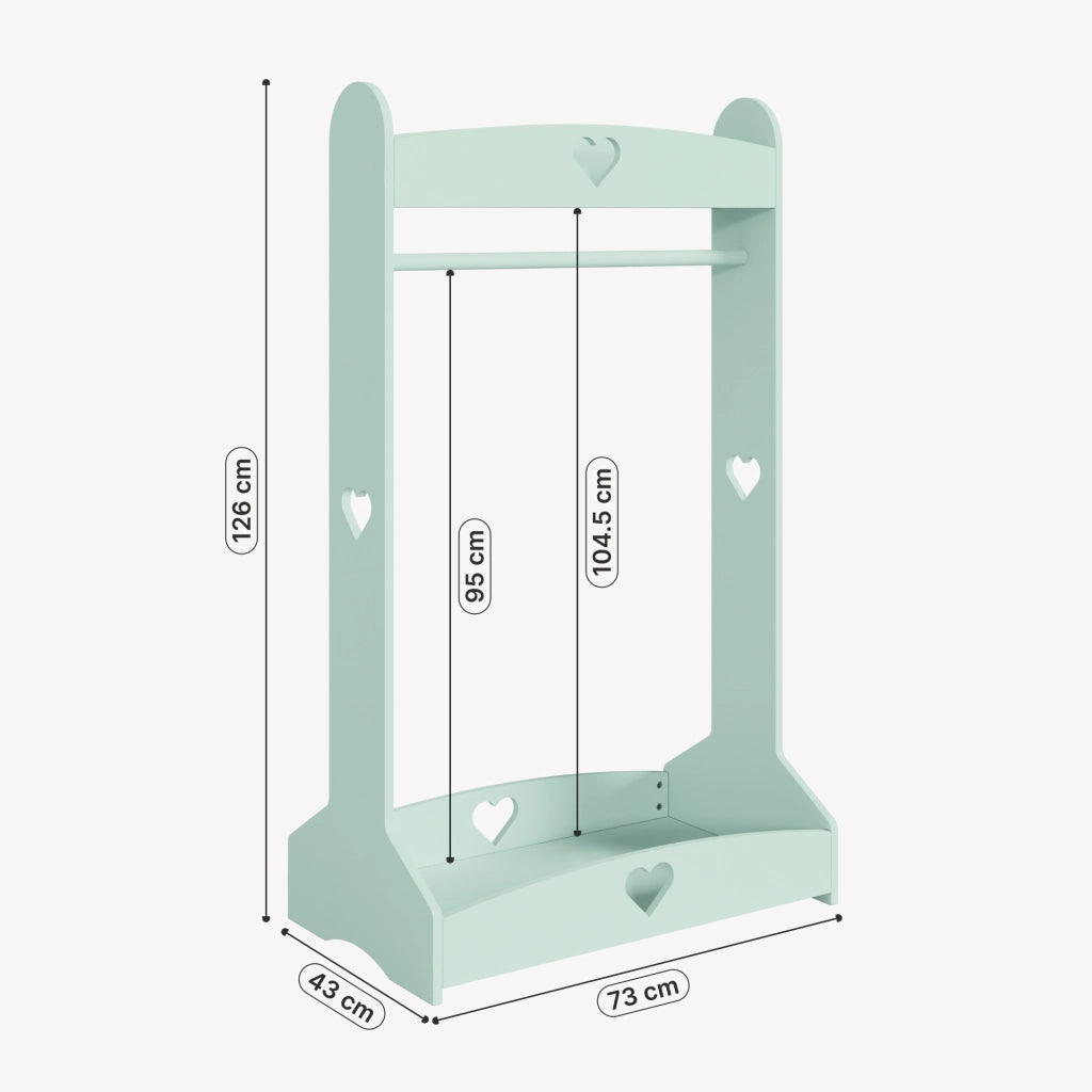 Appendiabiti da Terra Haandsvanssad per Cameretta 126x73x43 cm - Verde Menta [en.casa]