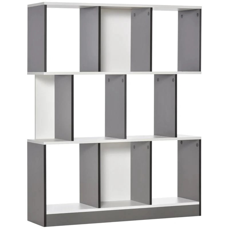 MOBILE LIBRERIA A 8 RIPIANI PER SOGGIORNO E CAMERA DA LETTO, IN LEGNO, 100X24X124 CM, GRIGIO CARBONE