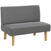 Divano 2 posti in velluto a coste ¨C Xylo ¨C grigio, imbottito, gambe in legno
