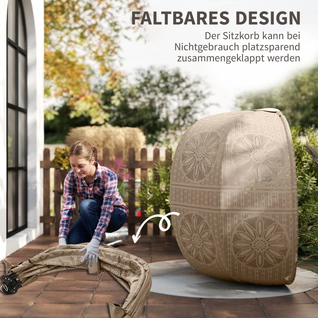 Poltrona sospesa in rattan ¨C zephmum ¨C beige e nero 116x125x176
