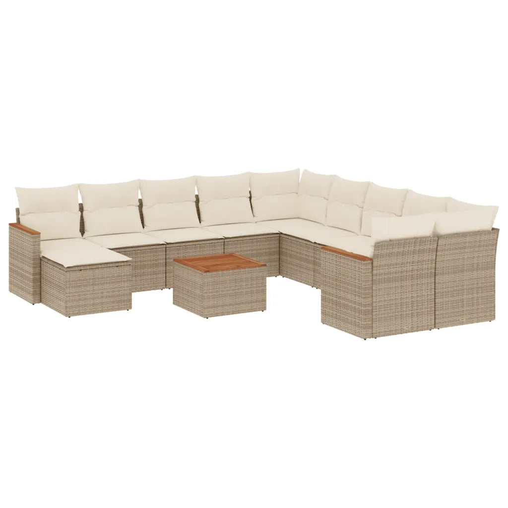 Set Divani da Giardino 12 pz con Cuscini Beige in Polyrattan 3258978
