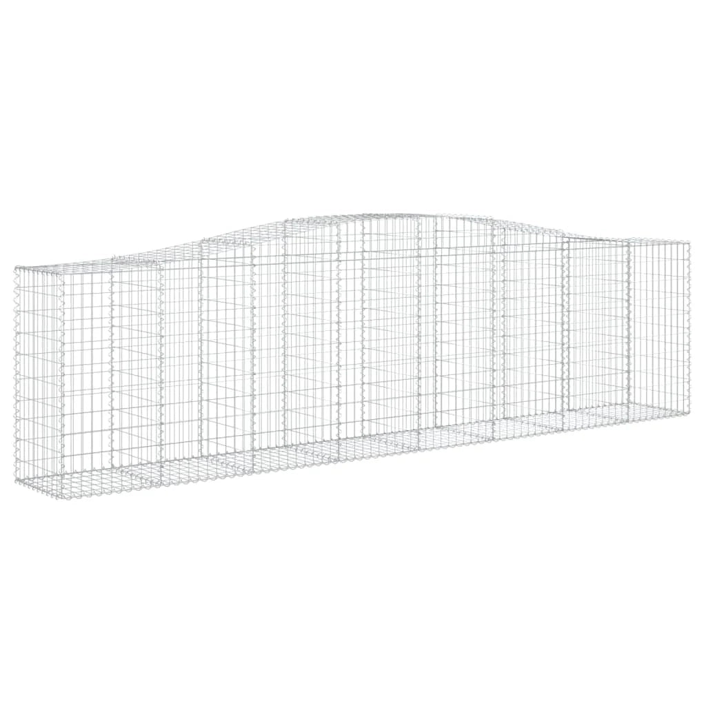 Cestini gabbioni recinzione a gabbia muro di contenimento ad arco 20 pezzi 400 x 50 x 100/120 cm ferro zincato argento 02_0040643