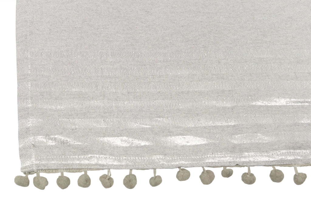 Telo Mare Fouta Spiaggia 100% Cotone Modello Lurex Con Pon Pon - Telo Mare - Grigio