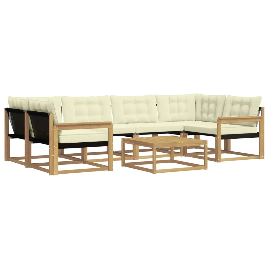 Set di divani da esterno 7 pcs Bianco e Crema 79 x 79 x 37 cm