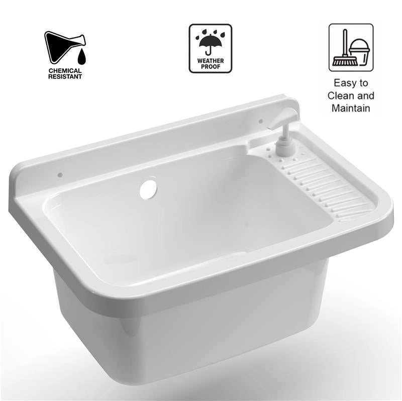 LAVANDINO PILOZZO A MURO CON DIPENSER SI PRESTA ALL’UTILIZZO SIA IN AMBIENTI INTERNI CHE ESTERNI 50X35X24 CM
