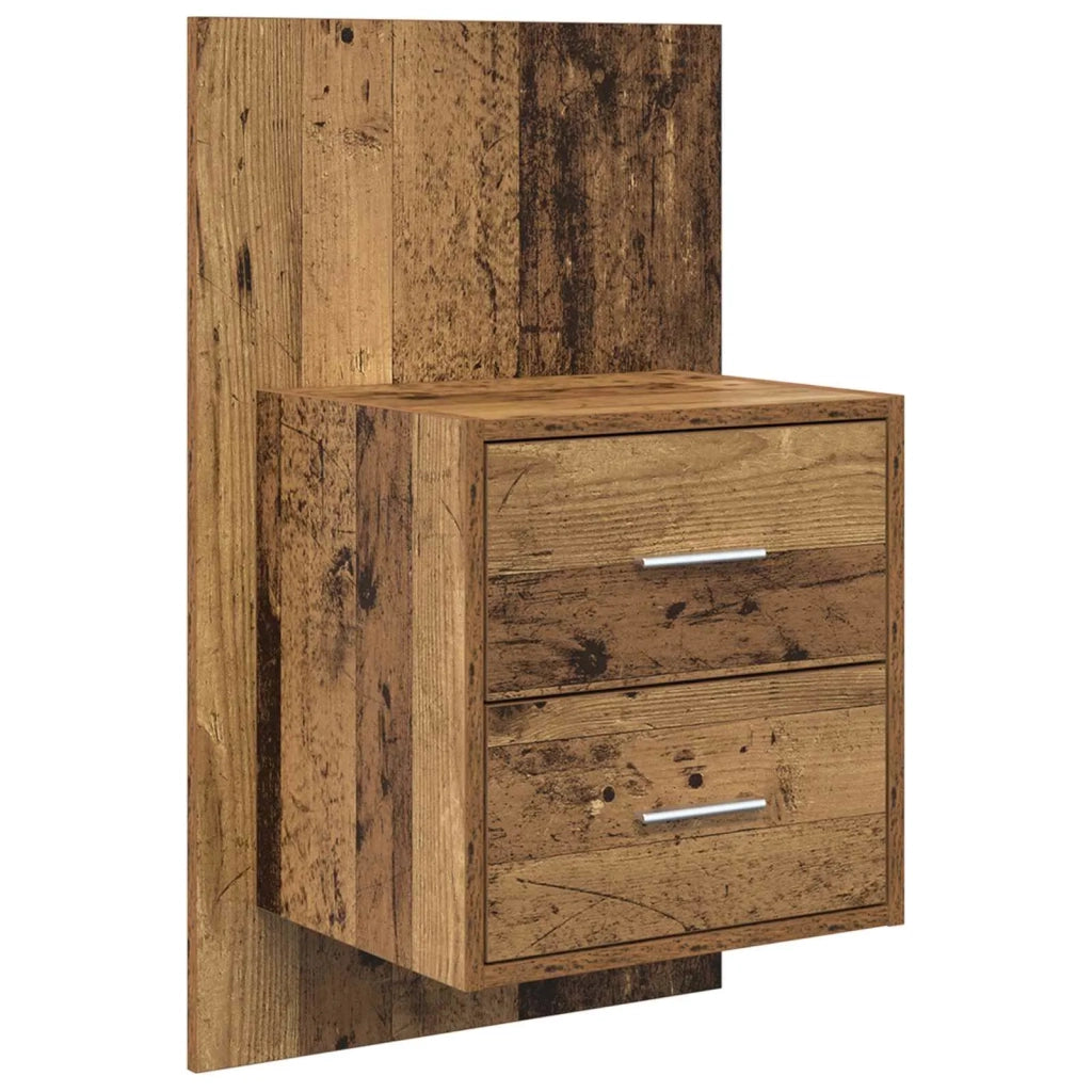 Testiera | Testata con Comodino 3 pcs Legno vecchio Legno multistrato