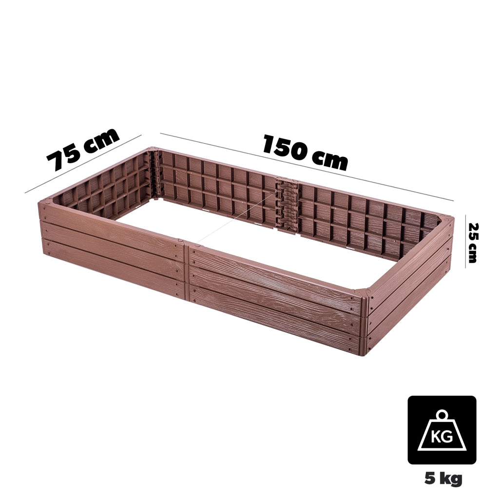 Aiuola rialzata per ortaggi KADAX, fioriera da giardino marrone 150x75 cm