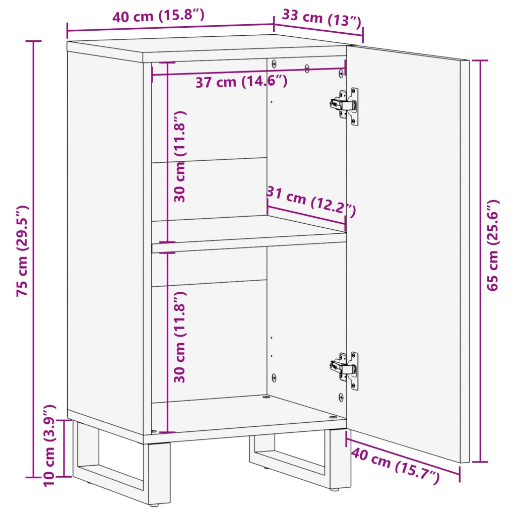 Mobile 40x33.5x75 cm in legno massello di mango