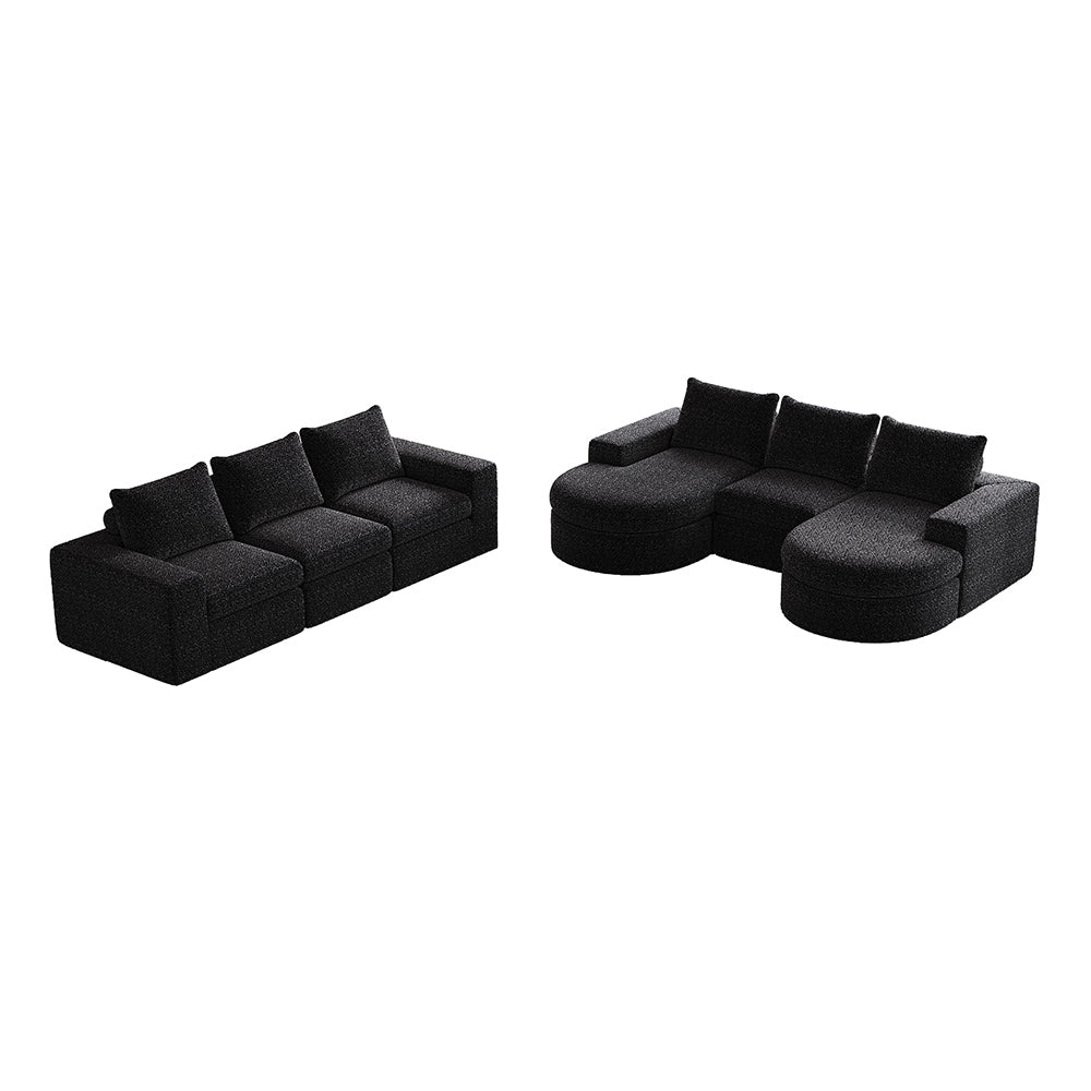 Set 2 pezzi - Xylo - divano chenille modulabile forma L senza piedi