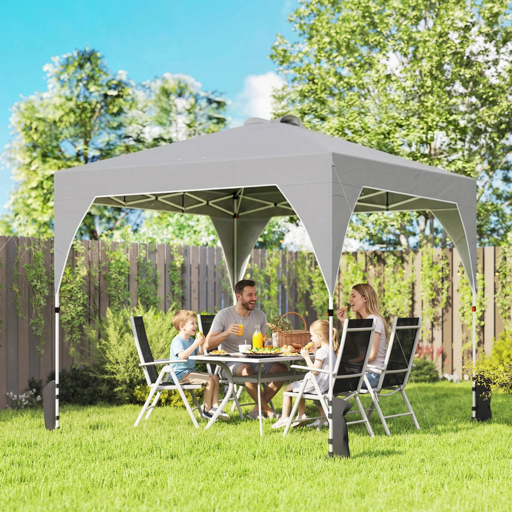 Tenda da giardino pieghevole 3x3 m ¨C zephmum ¨C grigio con sacchi di sabbia e ruote