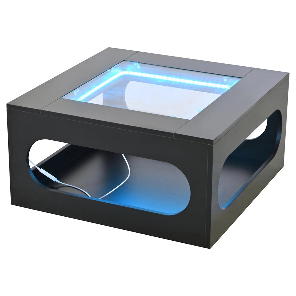 Tavolino quadrato - Xylo - 70x70cm vetro temperato nero