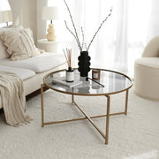 Ecaterina, Tavolino da Salotto Effetto Fume, 83x83x40h cm oro