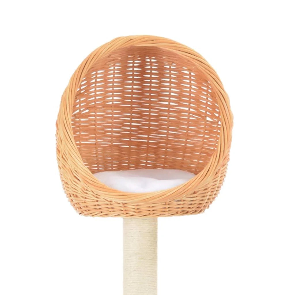 Tiragraffi albero per gatti cuccia per gatti giocattolo peluche in sisal naturale e legno di salice 3702229