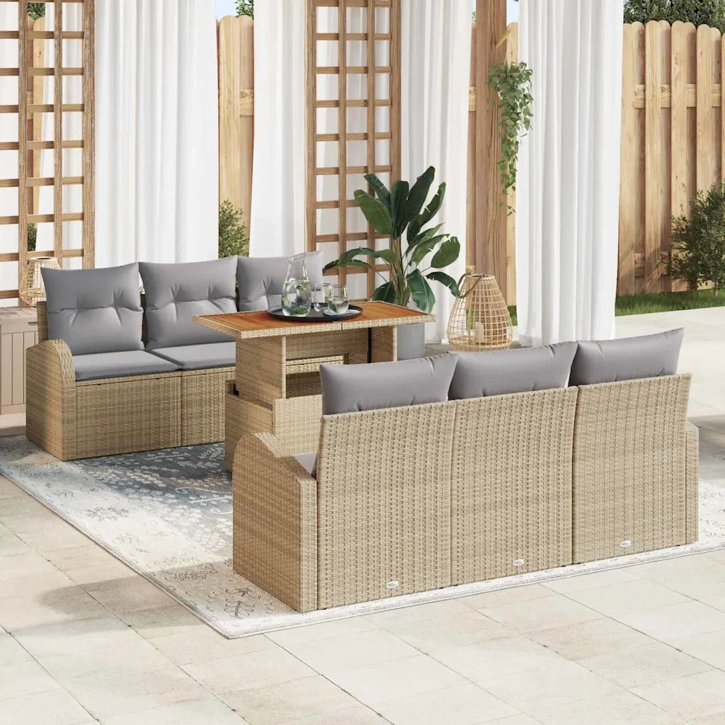 Set Divano da Giardino con cuscino 7 pcs beige e grigio chiaro 3349531