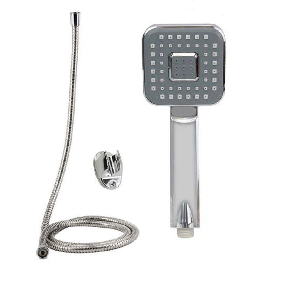 Trade Shop - Kit Bagno Doccetta Doccino Soffione Doccia Quadrato Laccio 1,8 Mt Staffa 59167 -