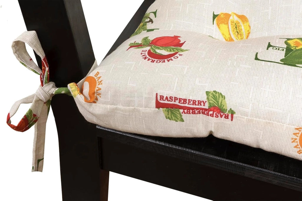 Set 4 Cuscini Sedia Lettere e Frutta Moderni Morbidi Imbottiti Ovatta Universali Cotone Lavabile
