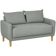 Divano 2 Posti in Tessuto ¨C Zephmum ¨C Grigio con Gambe in Legno e Cuscini