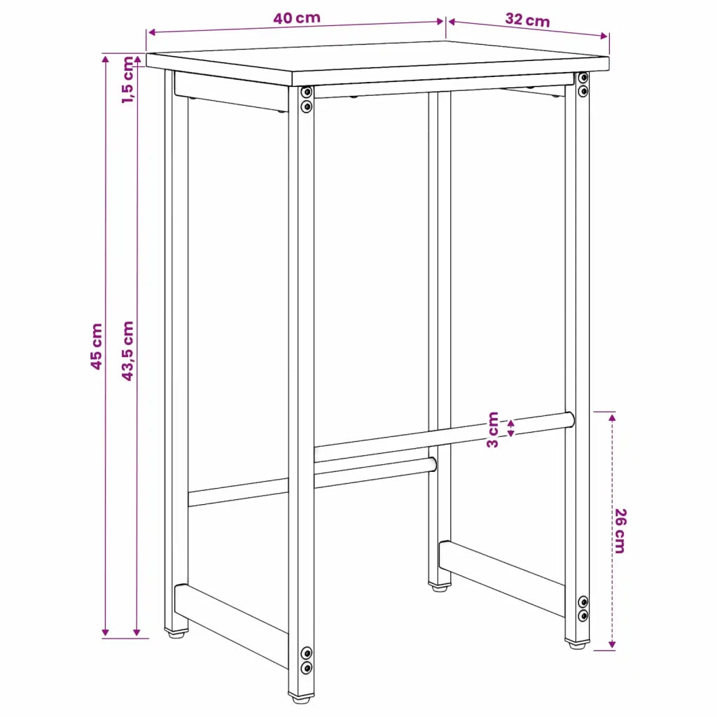 Sgabello da bar Legno antico 40 x 32 x 64 cm 8006189