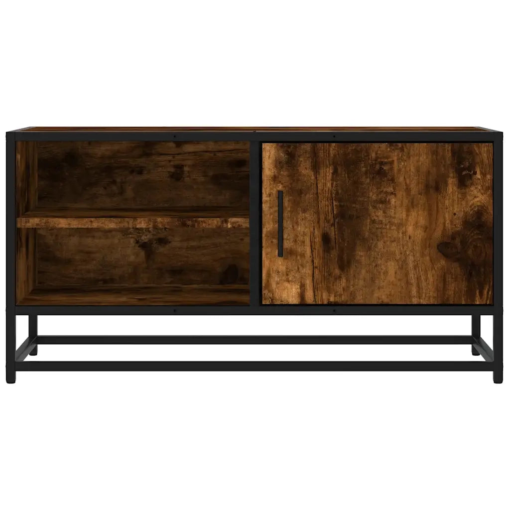 Mobile TV Rovere Fumo 80x34,5x40 cm Legno Multistrato e Metallo