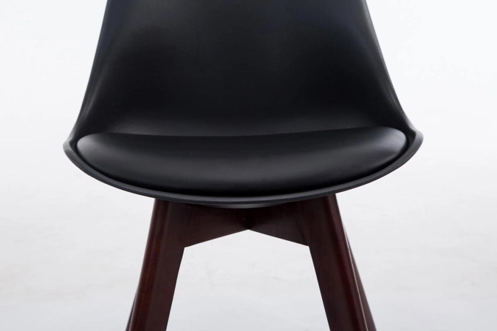 Sedia Borneo in similpelle nero,noce