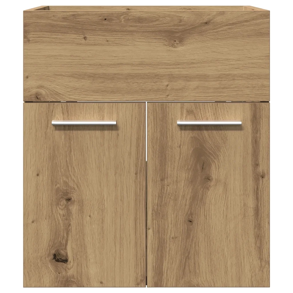 Mobiletto lavabo da bagno a parete salvaspazio 41 x 38,5 x 46 cm realizzato in legno di rovere composito finitura artigianale 02_0050791