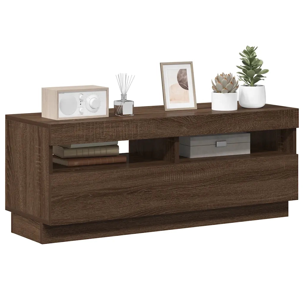 Mobile Porta TV con Luci LED Rovere Marrone 100x35x40 cm 815722