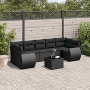 Set Divani da Giardino con Cuscini 8 pz Nero in Polyrattan 3253472